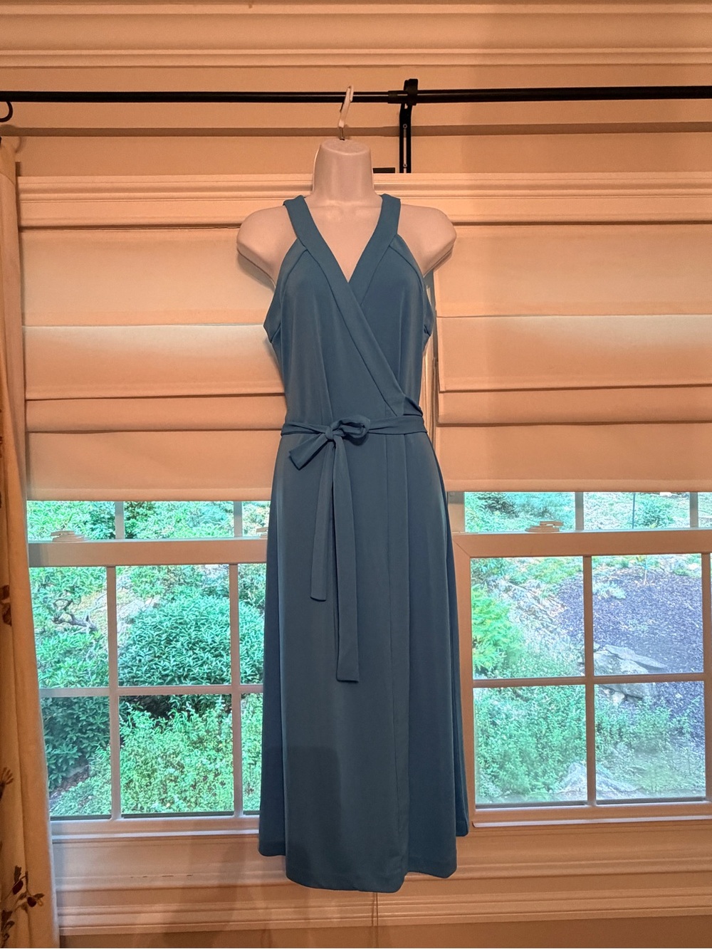Ann Taylor Periwinkle Blue Sleeveless Wrap-Style Midi Dress